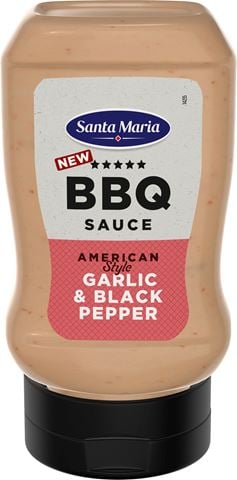 Pudele ar BBQ mērci ar ķiploku un melno piparu garšu