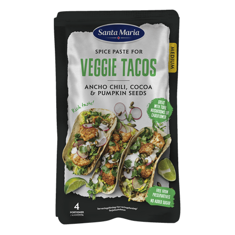 Föpackning med Spice Paste Veggie Tacos från Santa Maria