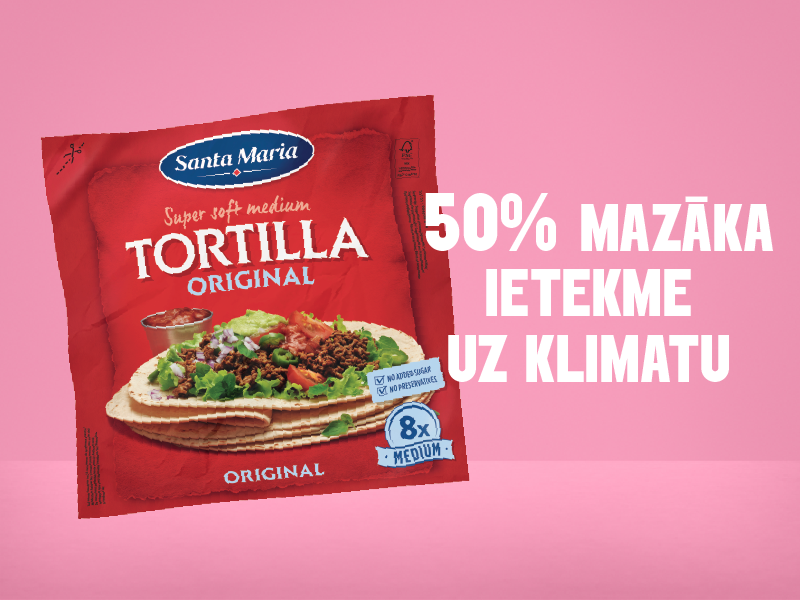 Santa Maria tortiljas iepakojums ar mazāku ietekmi uz klimatu