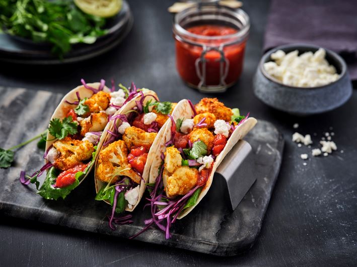 Krokante vega bloemkool taco’s