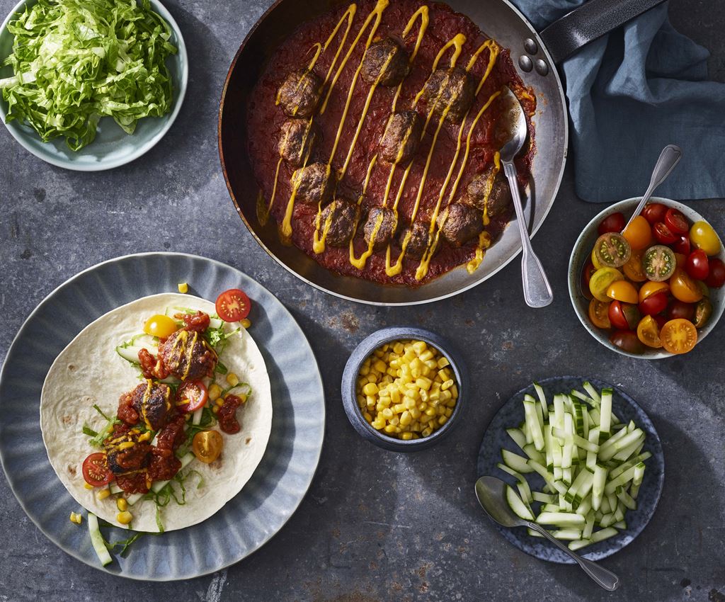 Wrap aux boulettes de viande hachée Tex Mex