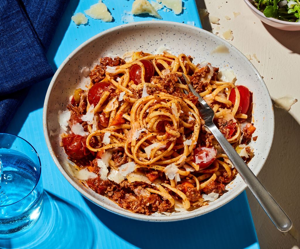 Bolognese med spaghetti i tallrik