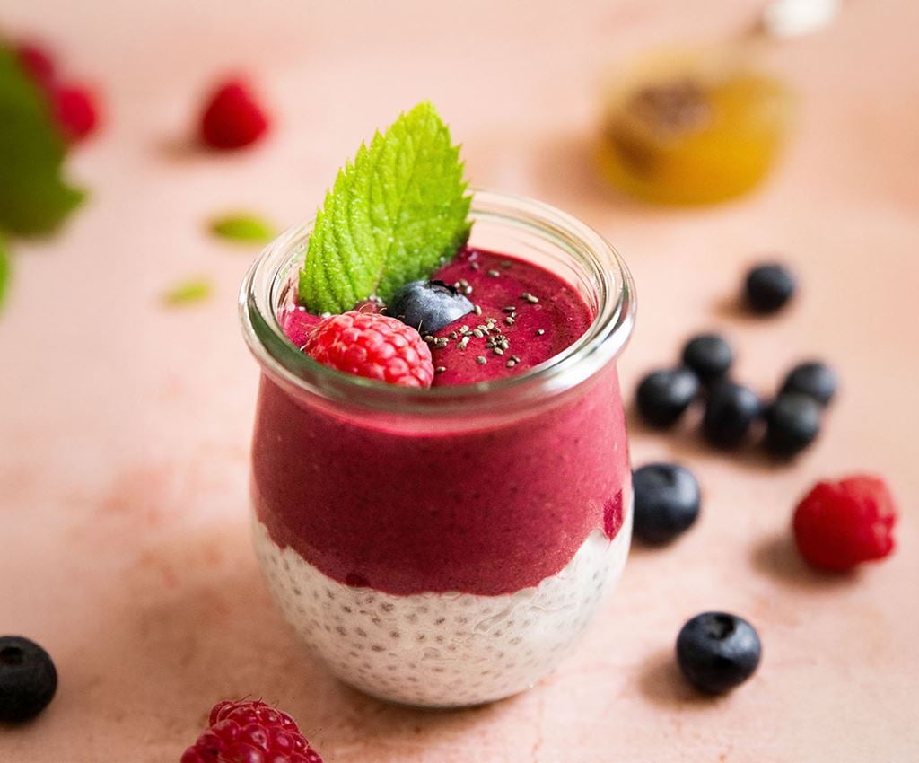 Mustika-vaarika chia-puding