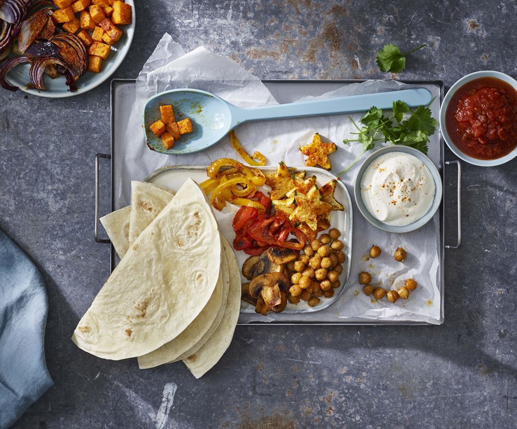 Fajita aux légumes cuits au four