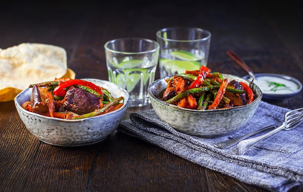 Vegetarische jalfrezi stoofpot