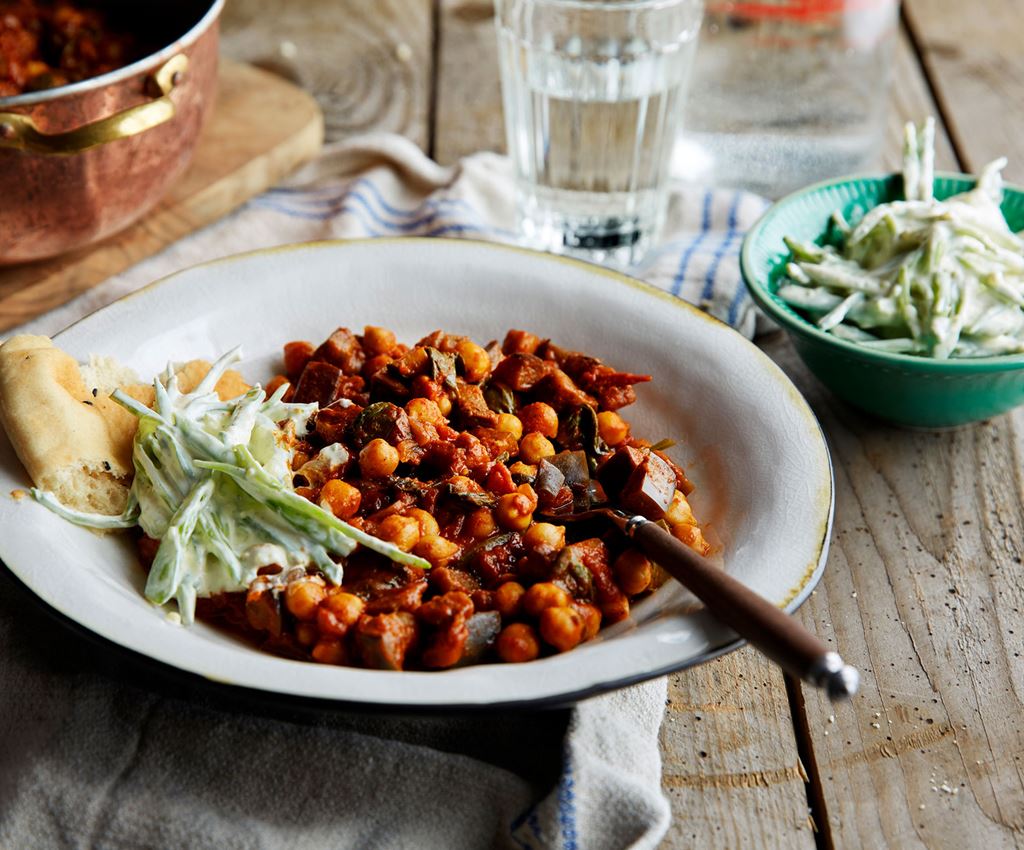 Veggie vindaloo på en tallerken