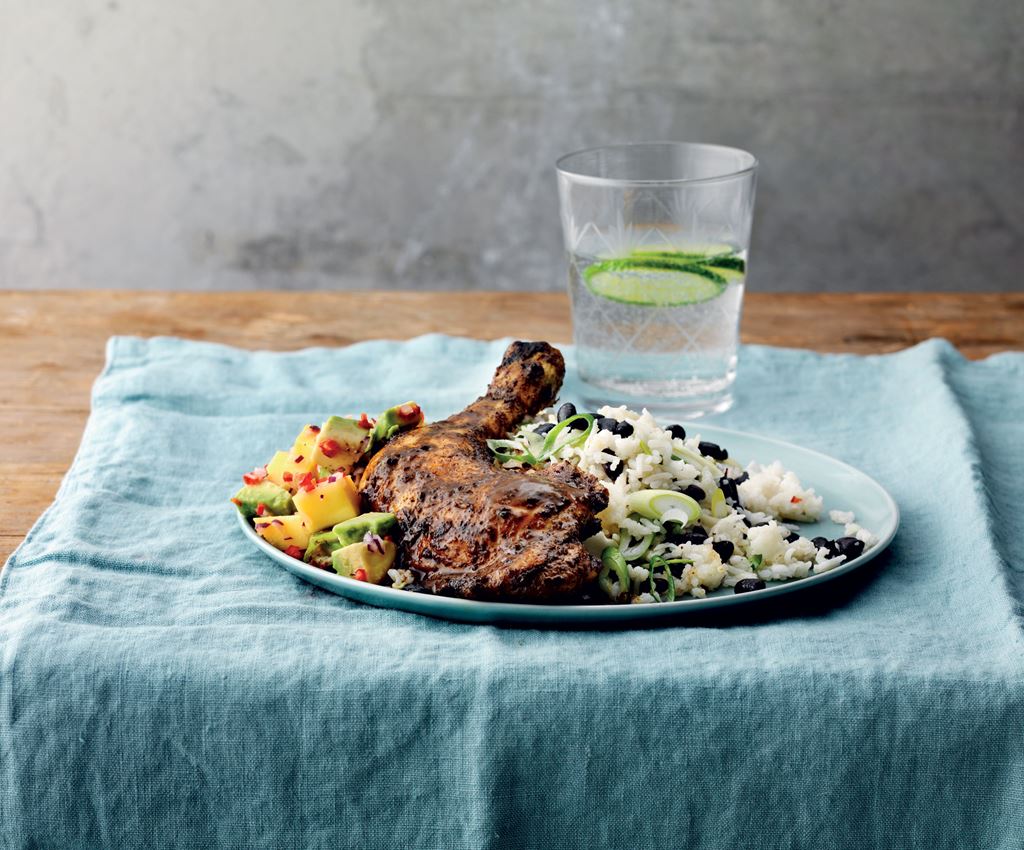 Jamaican Jerk med mangosalsa och ris