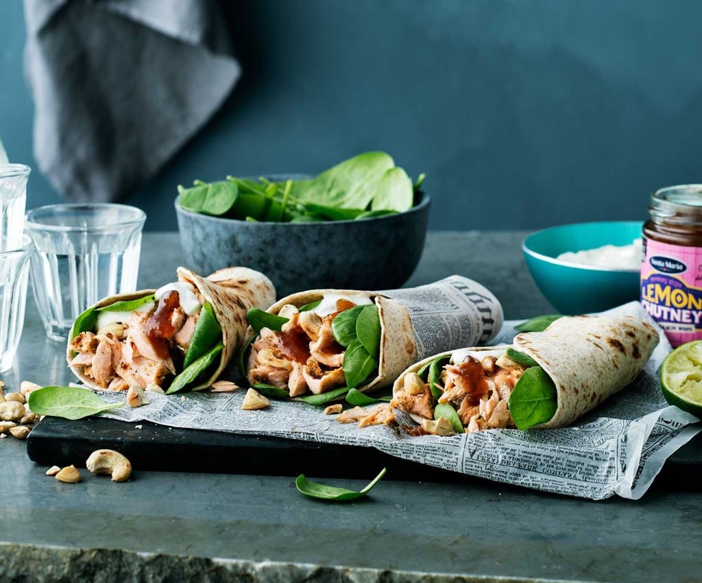 Pulled salmon wraps