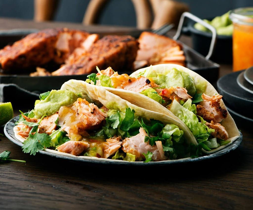 Fish tacos served on a plate