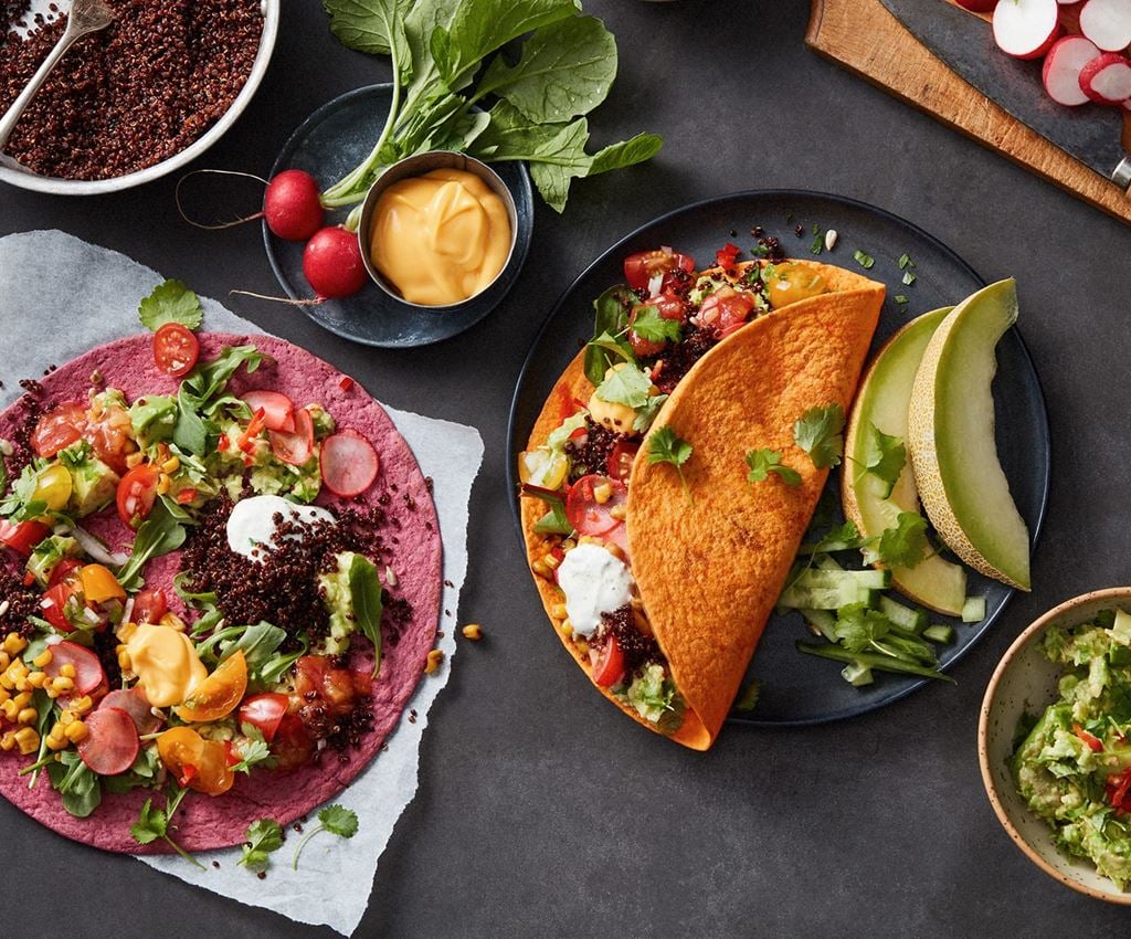 Tacofärs med quinoa i rödbetstrotilla