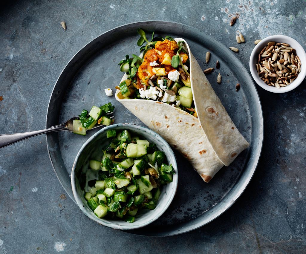 Søtpotetfajita med Agurk & Jalapeñosalat