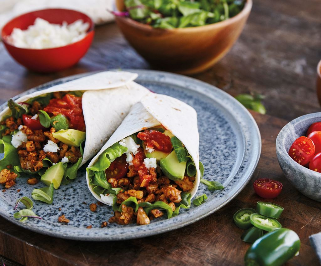 Vegetarian Tacos with Walnuts and Feta Cheese