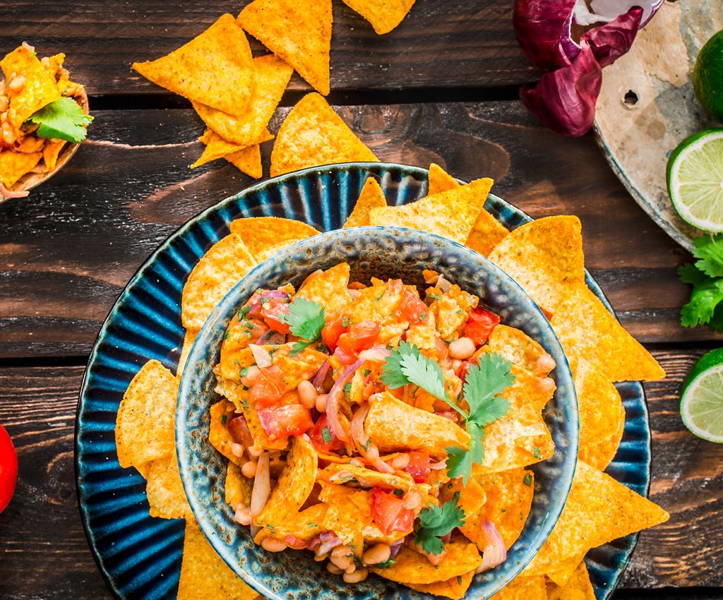 Tortilla-Salat mit Baked Beans