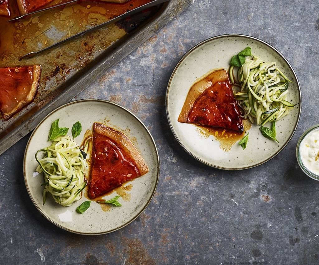 Bagt vandmelon med Squash og myntesalat