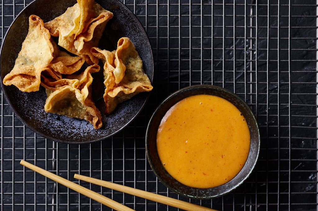 Sprø Wontons med Koreansk BBQ-majones