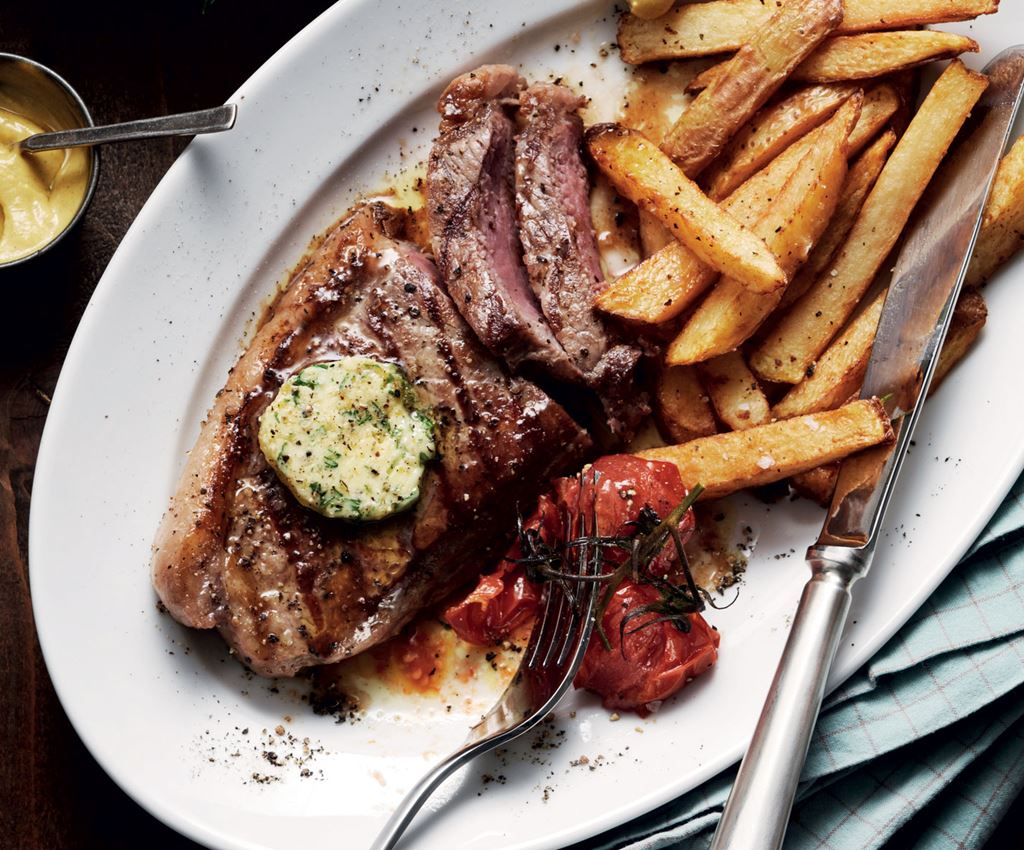 Steak and Chips with Lemon and Parsley Butter