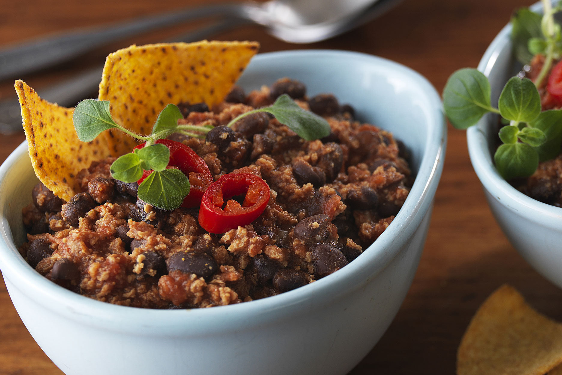Chili sin Carne med svarta bönor och röd jalapeño