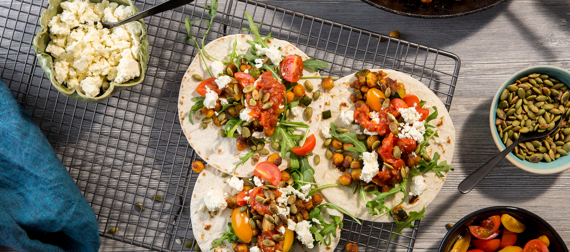 Tacos med kryddiga kikärtor och zucchini