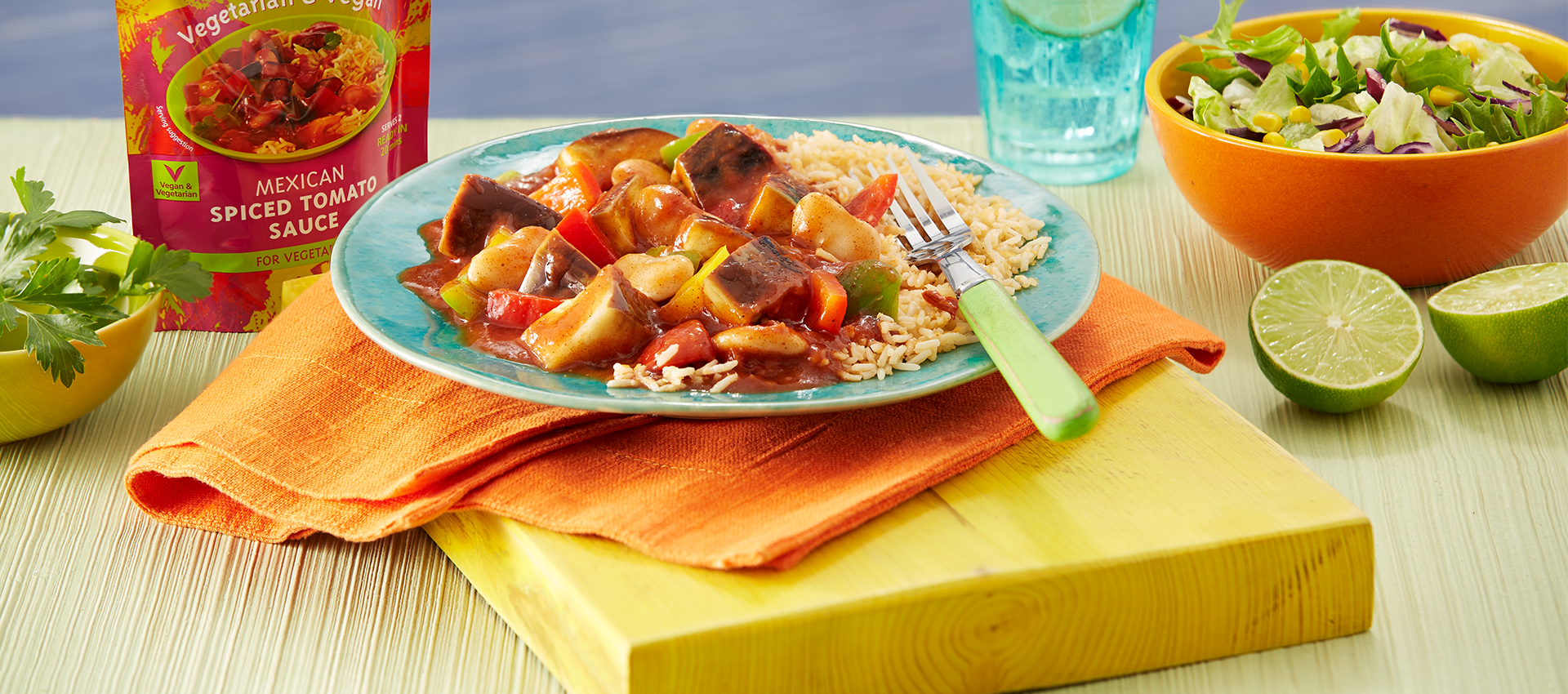 Mexican Spiced Aubergines, Peppers and Butter Beans