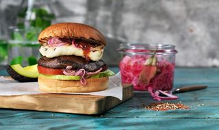 Portobello og halloumiburger