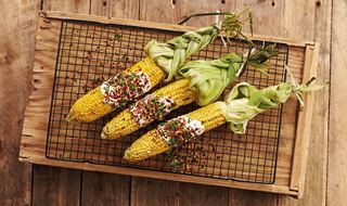 Grillede maiskolber med syrlig crème fraiche