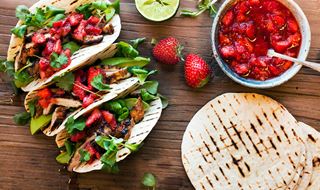 Strawberry & chipotle salsa in grilled chicken Tacos