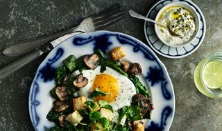 Stekt svamp med ägg