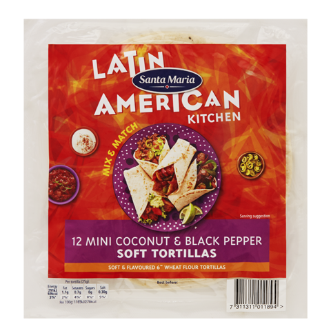 Mini Coconut Black Pepper Soft Tortillas Mini Coconut Black Pepper Soft Tortillas