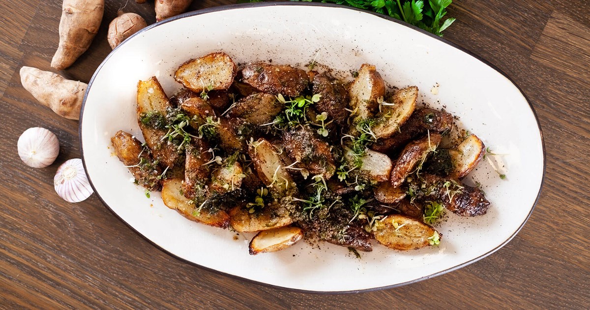 Oven roasted Jerusalem artichokes with herb butter | Recipe from Santa Maria