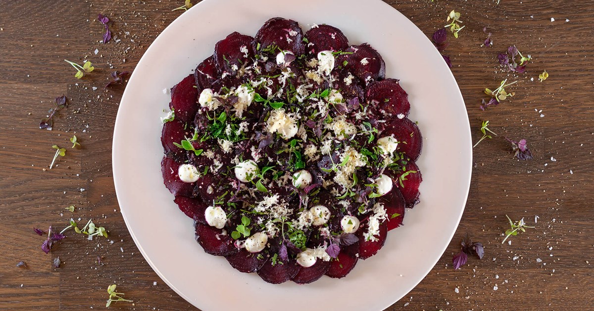 Beetroot carpaccio with horseradish & yogurt | Recipe from Santa Maria