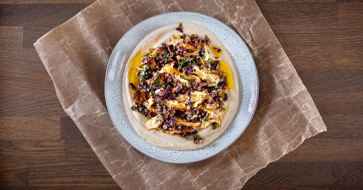 Jersusalem artichoke puree with aubergine | Recipe from Santa Maria