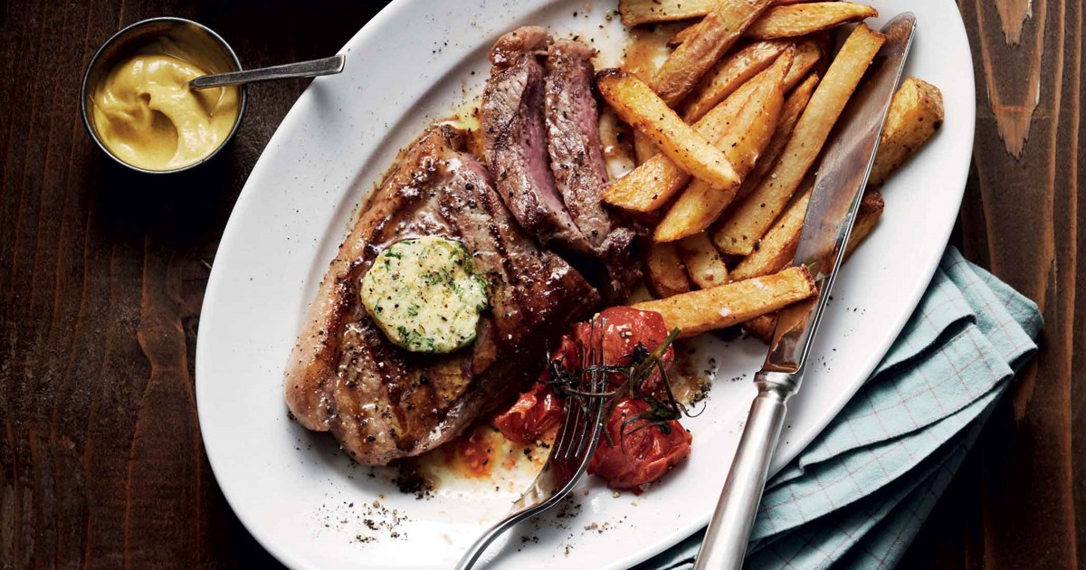 Steak and Chips with Lemon and Parsley Butter